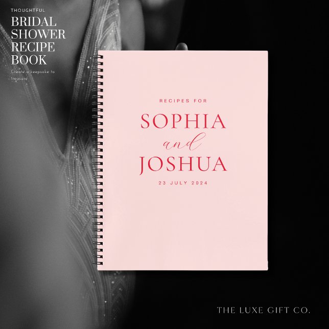 Cuaderno Receta moderna Rubor Monogram Bridal Shower Couple (Subido por el creador)