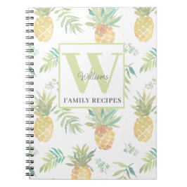Cuaderno Receta Monograma de piña tropical