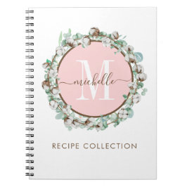 Cuaderno Receta monogramada de Rubor de floral verde rosa