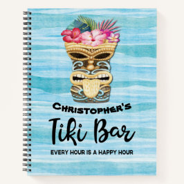 Cuaderno Receta Monogramada del Fiesta de Bar Luau Tiki
