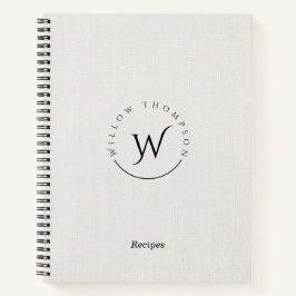Cuaderno Receta Monogramada Rustic Linen Script