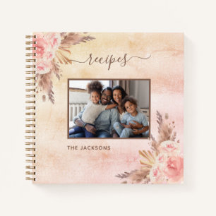 Cuaderno Receta pampas césped florete rosa foto