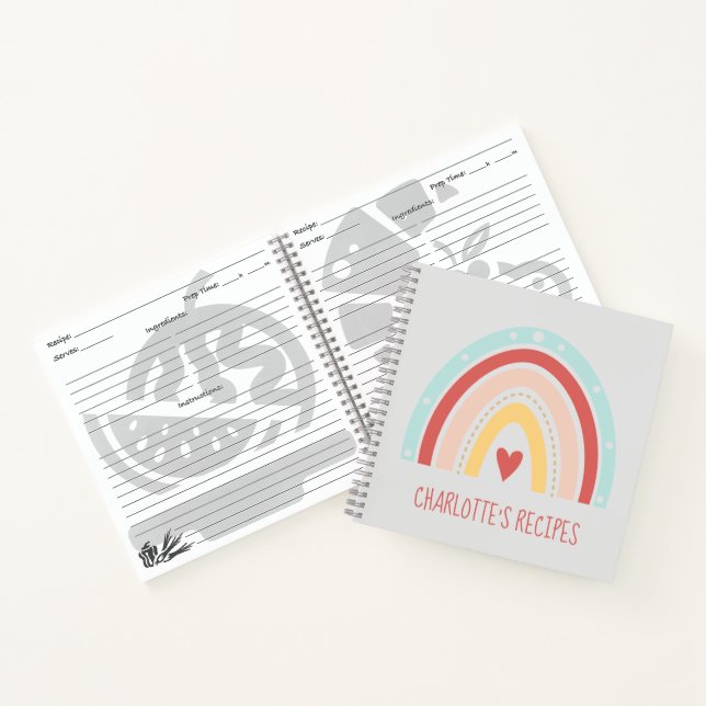 Cuaderno Receta para niños con pintura al corazón del arcoi (Interior)