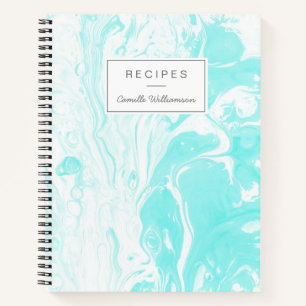Cuaderno Receta personalizada Aqua Blue Marble Home Cooks