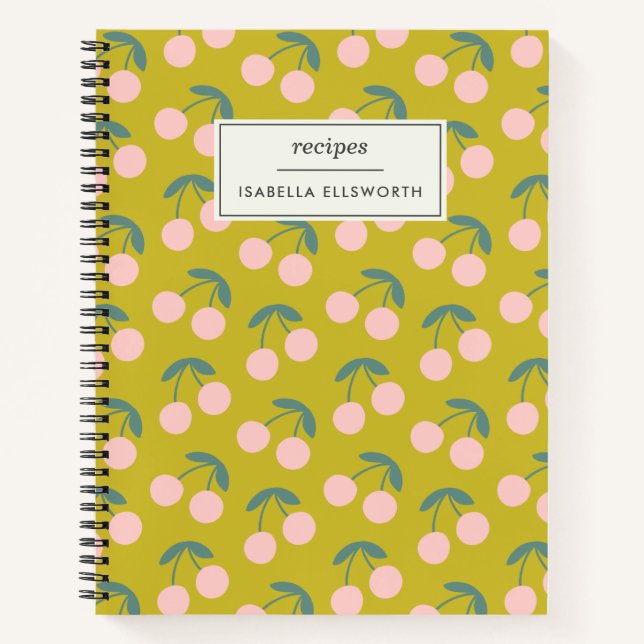 Cuaderno Receta personalizada Cherries Retro KitchFamily (Anverso)