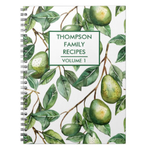 Cuaderno Receta personalizada de árbol de aguacate pintado 