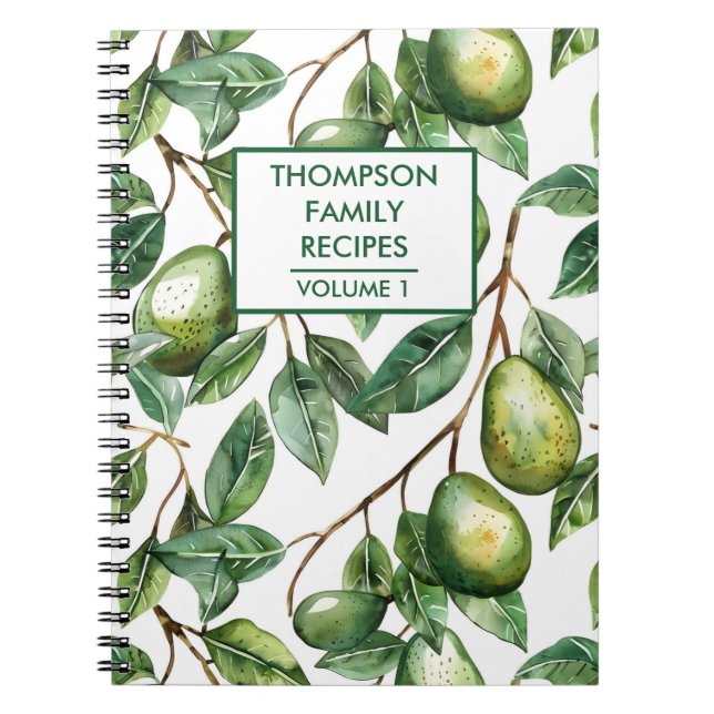 Cuaderno Receta personalizada de árbol de aguacate pintado  (Frente)