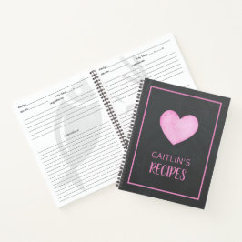 Cuaderno Receta personalizada de color de agua rosado del c