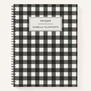 Cuaderno Receta Personalizada de Cuadros Escoceses Negro y 