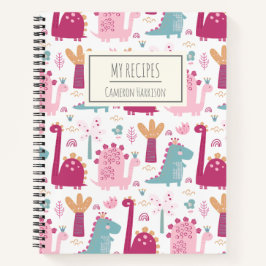 Cuaderno Receta personalizada de dinosaurios rosados