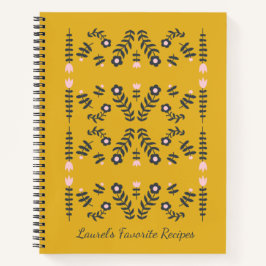 Cuaderno Receta personalizada de flor escandinava amarilla