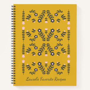 Cuaderno Receta personalizada de flor escandinava amarilla