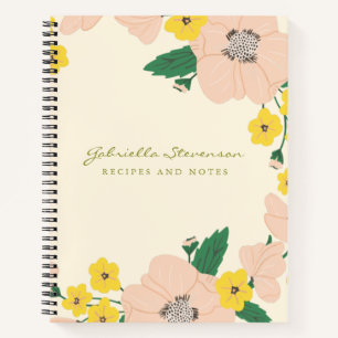 Cuaderno Receta personalizada de flor rosa de moda Wreath