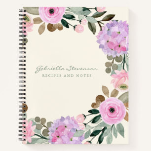Cuaderno Receta personalizada de flor rosa y lagarto