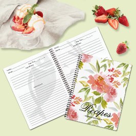 Cuaderno Receta personalizada de floral roja