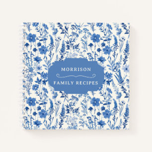 Cuaderno Receta personalizada de Flores salvajes azules de