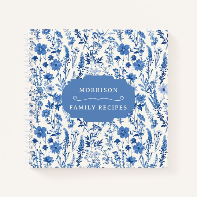 Cuaderno Receta personalizada de Flores salvajes azules de  (Anverso)