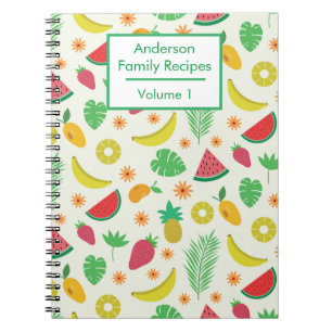 Cuaderno Receta Personalizada de Frutas Tropicales de Veran