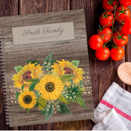 Cuaderno Receta personalizada de girasoles amarillos de mad