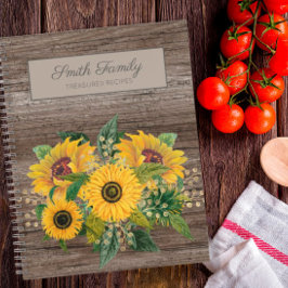 Cuaderno Receta personalizada de girasoles amarillos de mad