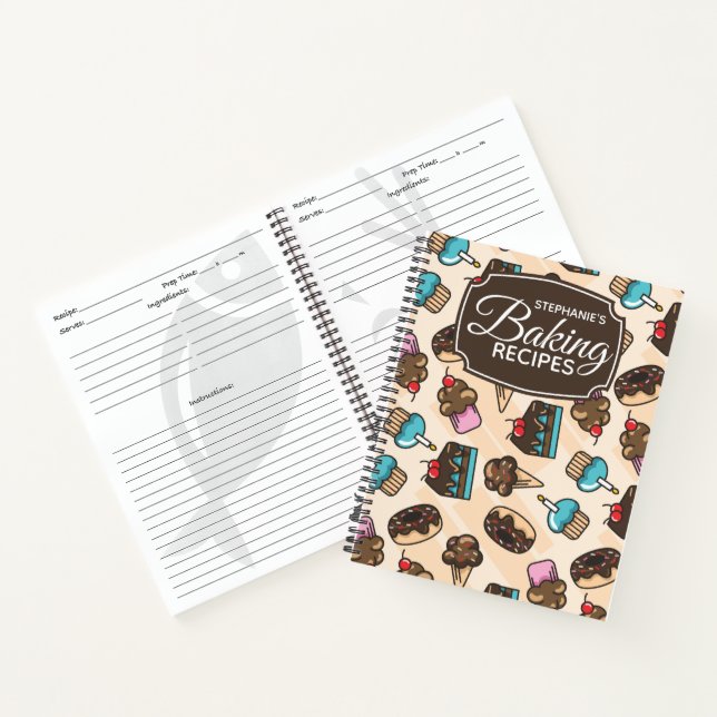 Cuaderno Receta personalizada de la familia de postres para (Interior)