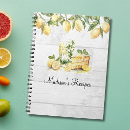 Cuaderno Receta personalizada de limón de verano amarillo