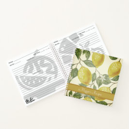 Cuaderno Receta personalizada de limones amarillos vintage