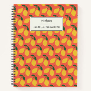 Cuaderno Receta Personalizada de Limones Vintage Adorables
