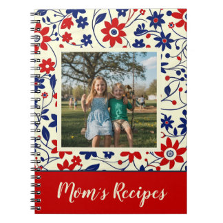 Cuaderno Receta Personalizada de Mamá con Foto Floral