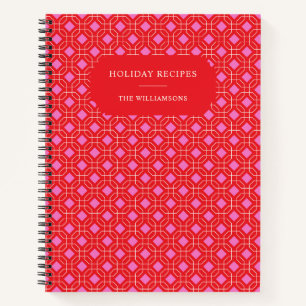 Cuaderno Receta personalizada de Navidad Retro Rojo Fiesta