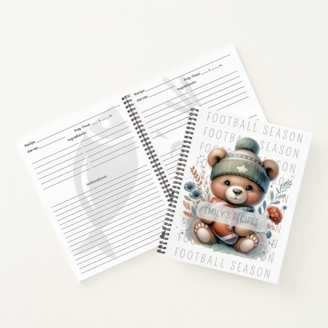 Cuaderno Receta personalizada de oso lindo (Interior)