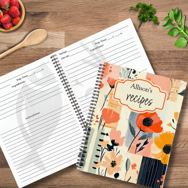 Cuaderno Receta personalizada de Parche Floral de acuarela (Subido por el creador)