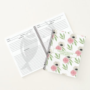 Cuaderno Receta personalizada de patrón floral cúbico
