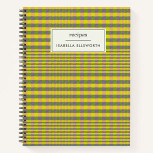 Cuaderno Receta personalizada de retro amarillo dorado repl
