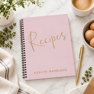 Cuaderno Receta Personalizada de Rosa Minimalista Elegante