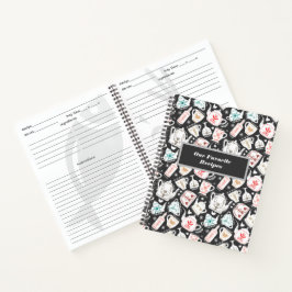Cuaderno Receta personalizada de tableware de arte folclóri