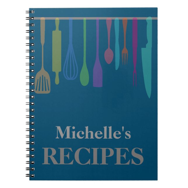 Cuaderno Receta personalizada de utensilios de cocina (Frente)
