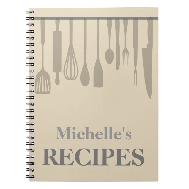 Cuaderno Receta personalizada de utensilios de cocina (Frente)