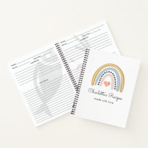 Cuaderno Receta personalizada del arcoiris boho