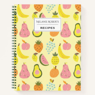 Cuaderno Receta personalizada del patrón de fruta tropical