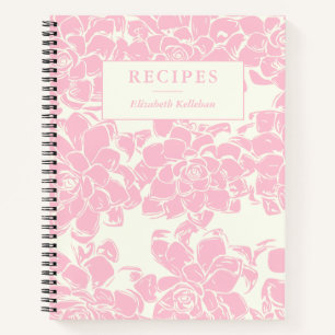 Cuaderno Receta personalizada del patrón floral rosado de v