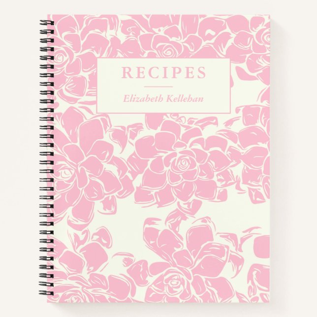 Cuaderno Receta personalizada del patrón floral rosado de v (Anverso)