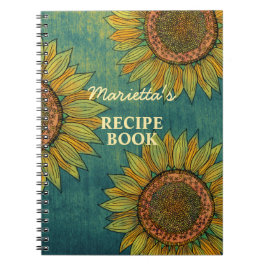 Cuaderno Receta personalizada del verde del girasol rústico