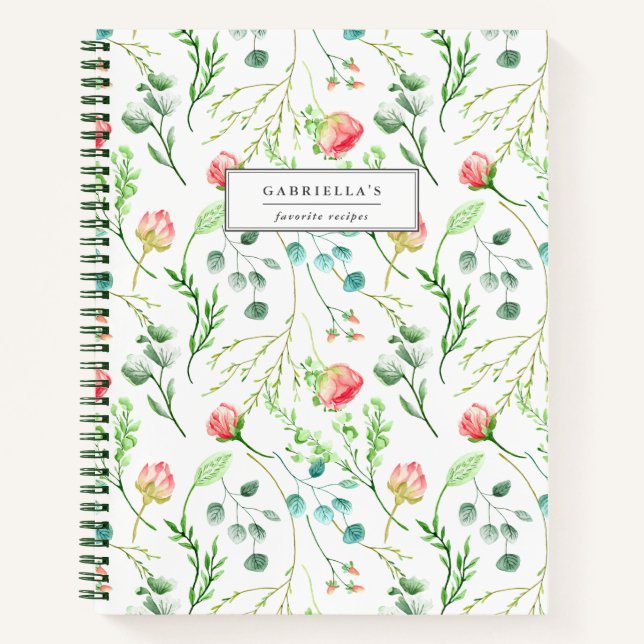Cuaderno Receta personalizada Delicate Blooms (Anverso)