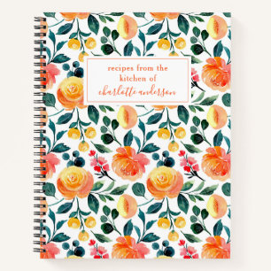 Cuaderno Receta Personalizada Floral Cocina Casera Comida F
