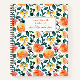 Cuaderno Receta personalizada Floral Hogar Cocina Fruta ali