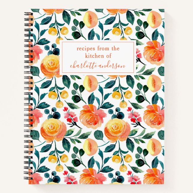 Cuaderno Receta personalizada Floral Hogar Cocina Fruta ali (Anverso)