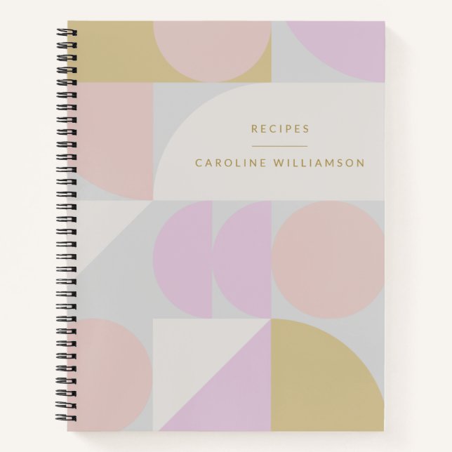 Cuaderno Receta personalizada geométrica pastel minimalista (Anverso)