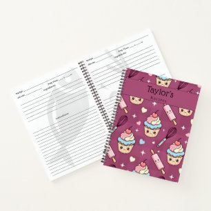 Cuaderno Receta Personalizada Kawaii Rosa Púrpura Recuerdo