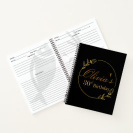 Cuaderno Receta Personalizada Negra y Dorada